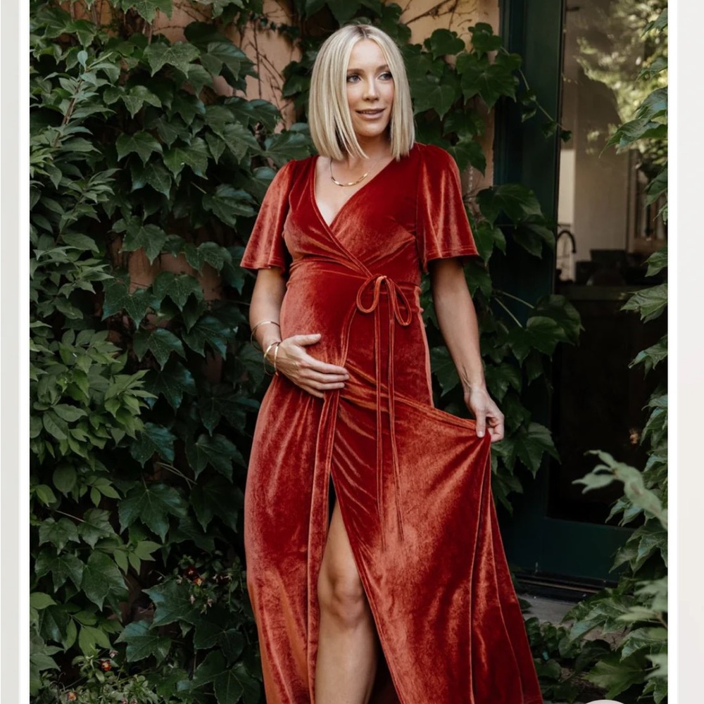 Baltic Born Rust Velvet Wrap Maxi Dress - Picture 7 of 9